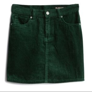 Green corduroy mini skirt